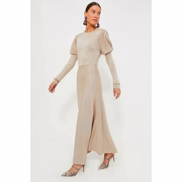 Tuckernuck Pomander Place Maxi Dress Women’s Large Knit Brielle Beige Tan NEW - Picture 3 of 12